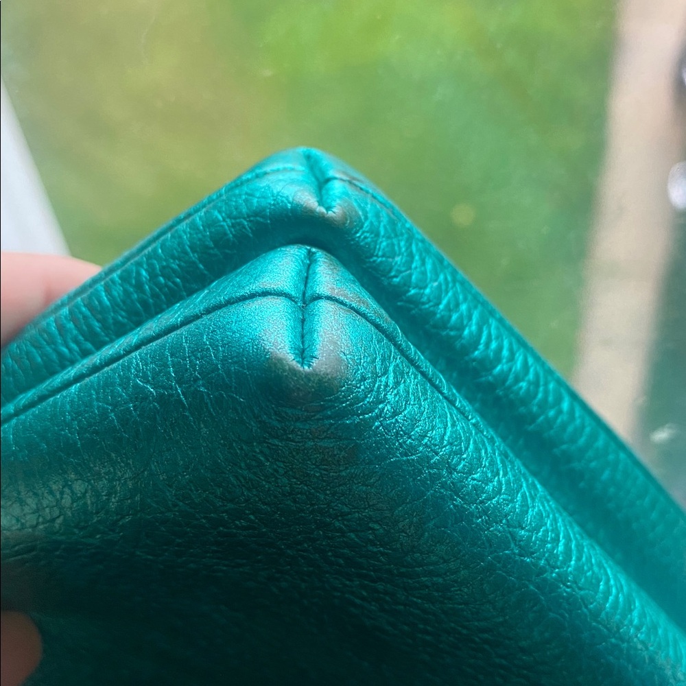 Coach Metallic Teal Pebble Leather Crossbody - Picture 15 of 16